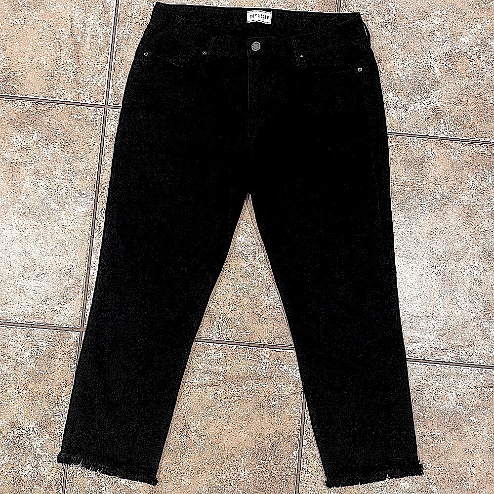 Parker Smith Women’s 31 Rich Black High Rise Raw Hem Straight Leg Denim Jeans
